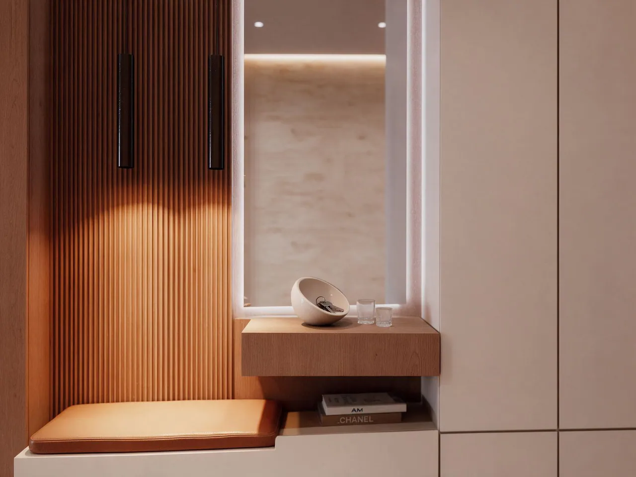 Oak Residence — Entrance bench