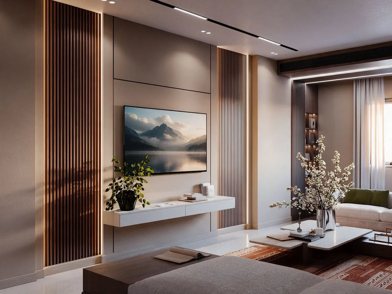 Oak Residence — TV wall