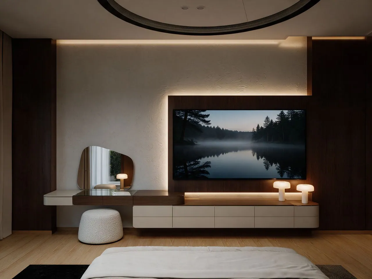 Oak Residence — Vanity & TV wall